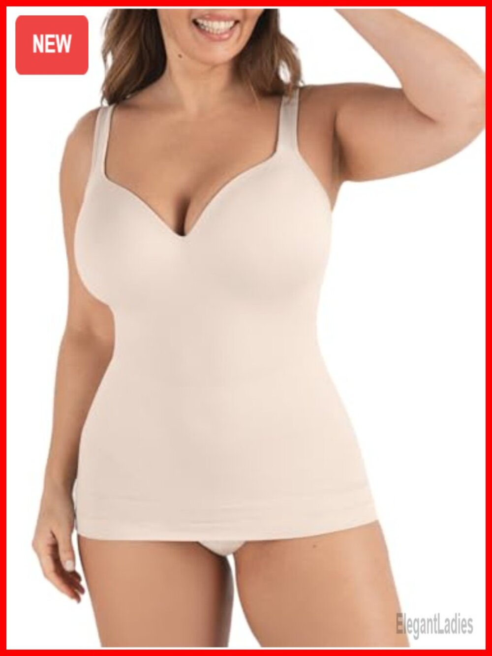 Sweetheart Shapewear Tank Top with Built-in Bra Nylon Spandex Cami